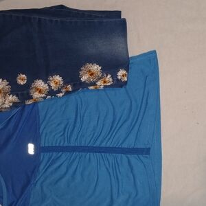 BAMBOO Blue Flare Jeans with Floral Embroidery